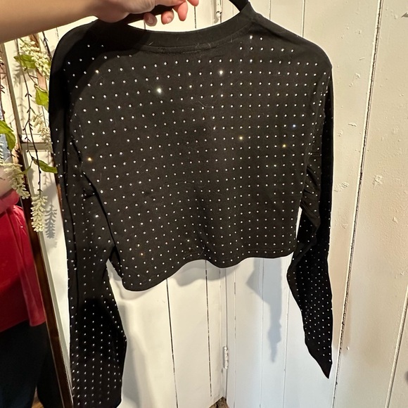 AKIRA Black RHINESTONE Cropped Top - Picture 5 of 5